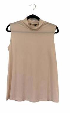 IMAN Cream Sleeveless Mock Neck Top